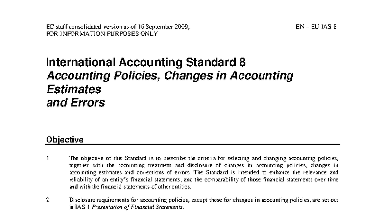 IAS 8 EN: Accounting Policies, Changes, and Errors Overview - Studocu