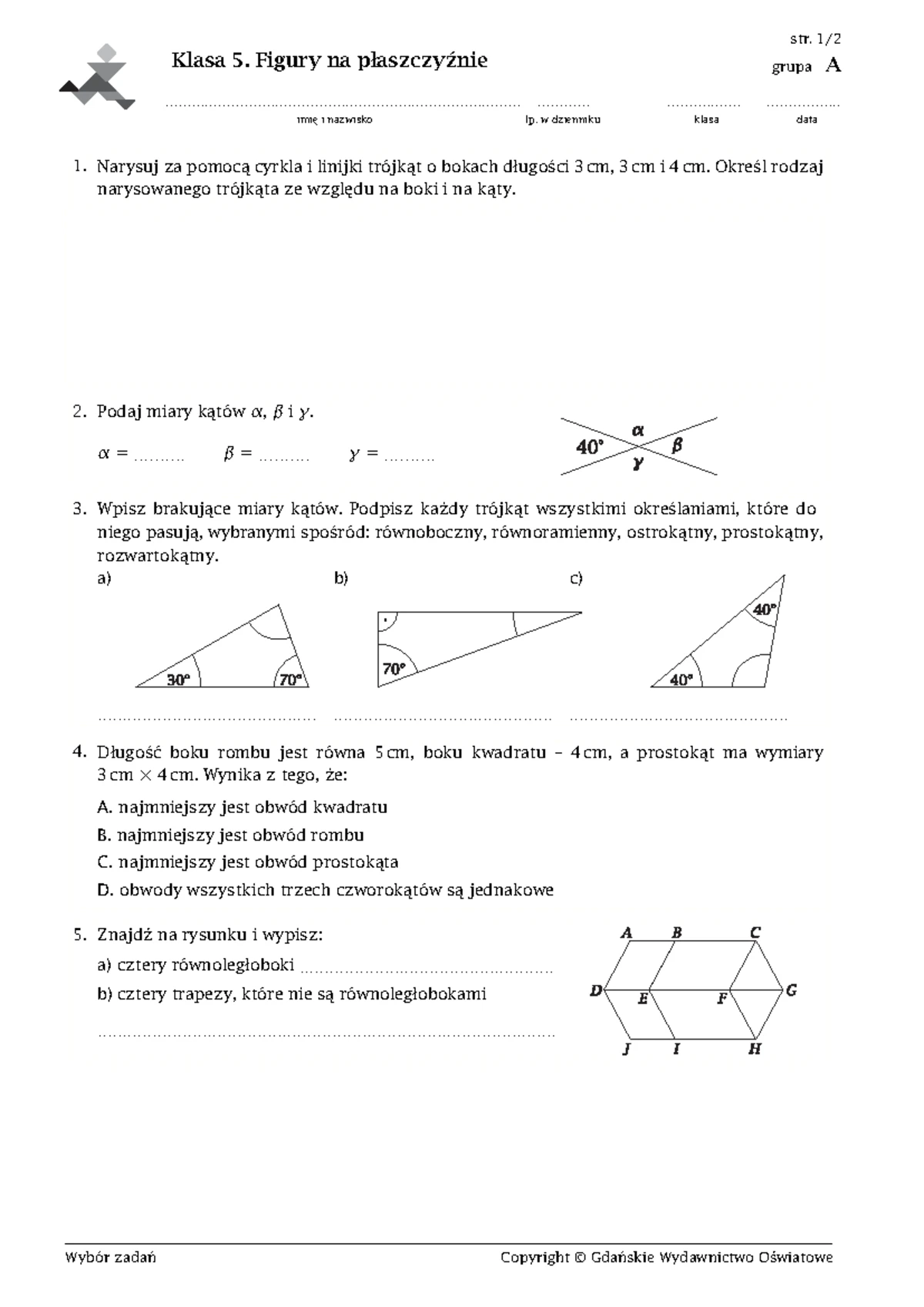 Sprawdzian z Prostopadłościanów i Sześcianów — Klasa 4 PDF - Studocu