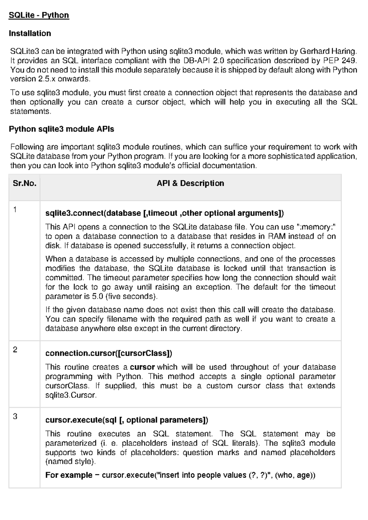 MCA 5 - SQLite3 Python Installation and Usage Notes - Studocu