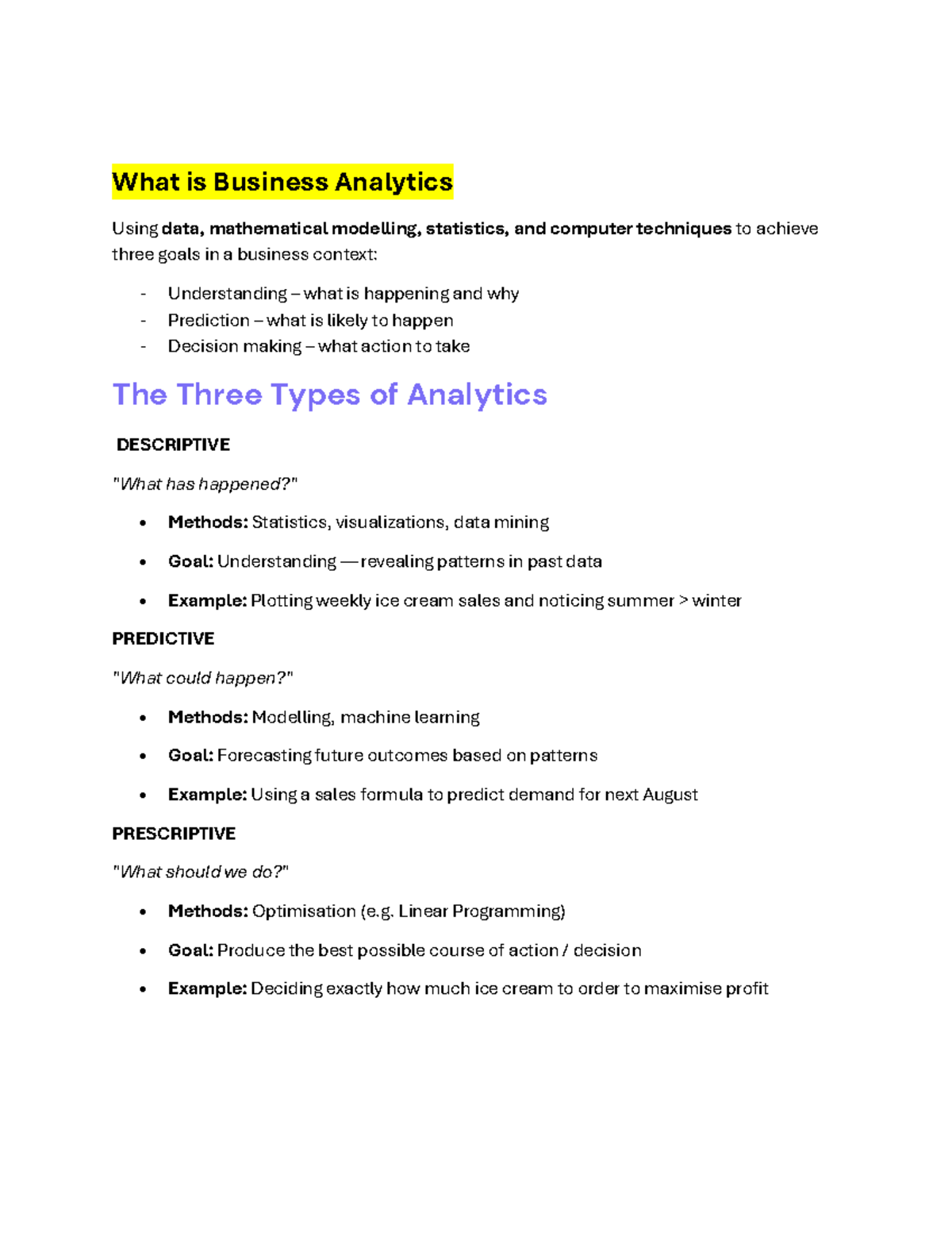 Business Analytics (BUS 101): Chapter 1 & 2 Notes - Studocu