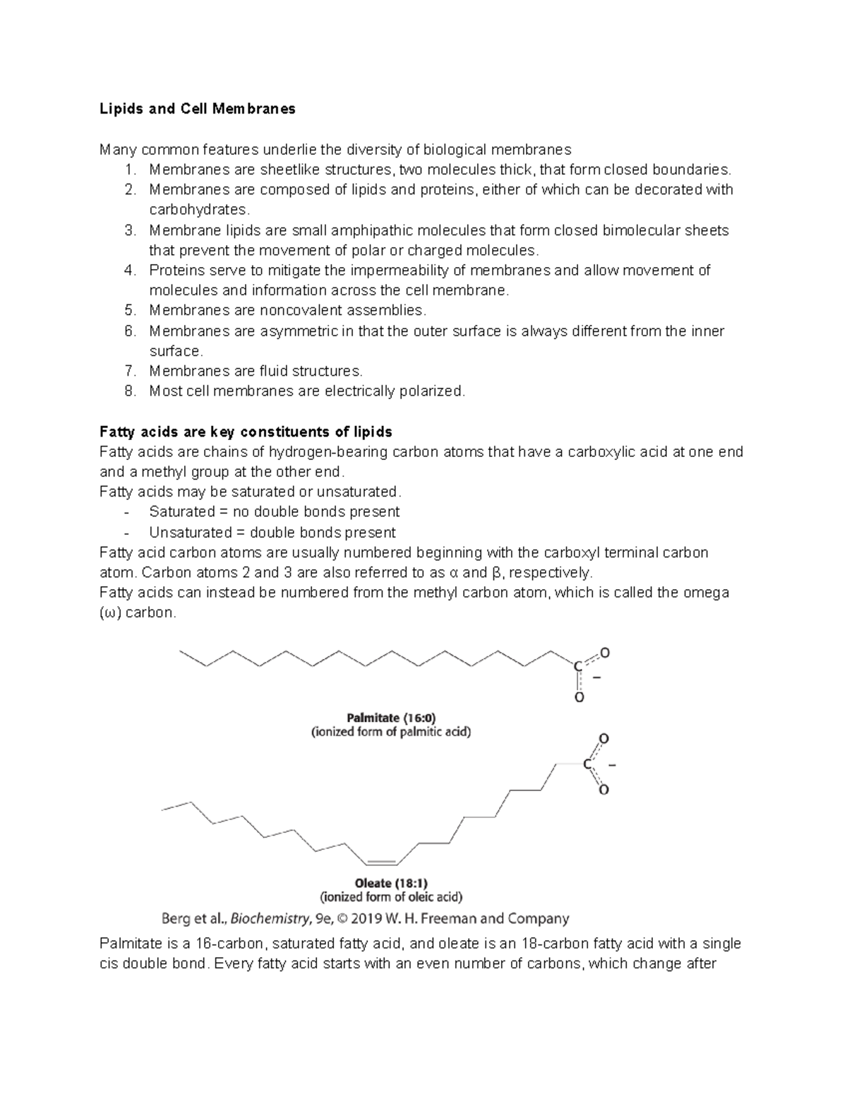 Lipids and Cell Membranes - Key Concepts and Properties Explained - Studocu
