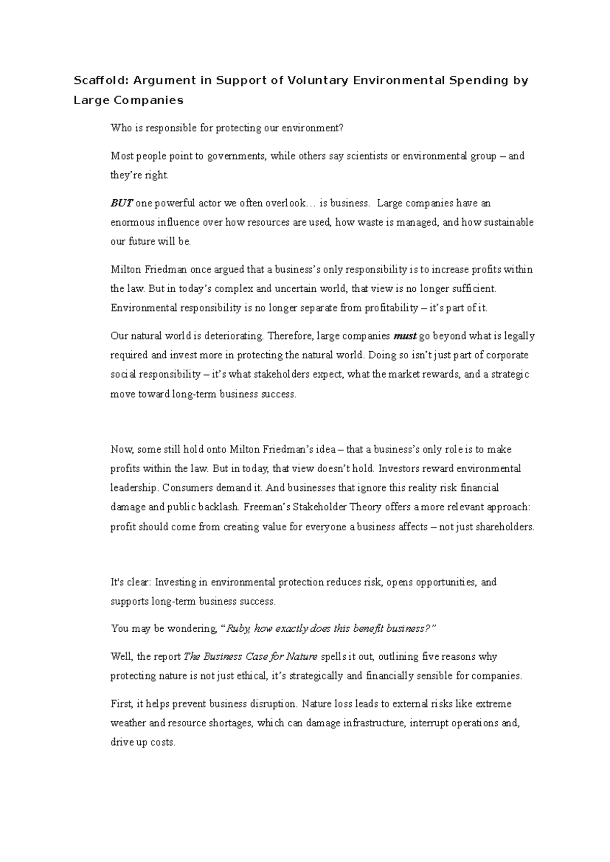 BSB107: Argument for Corporate Environmental Responsibility - Studocu