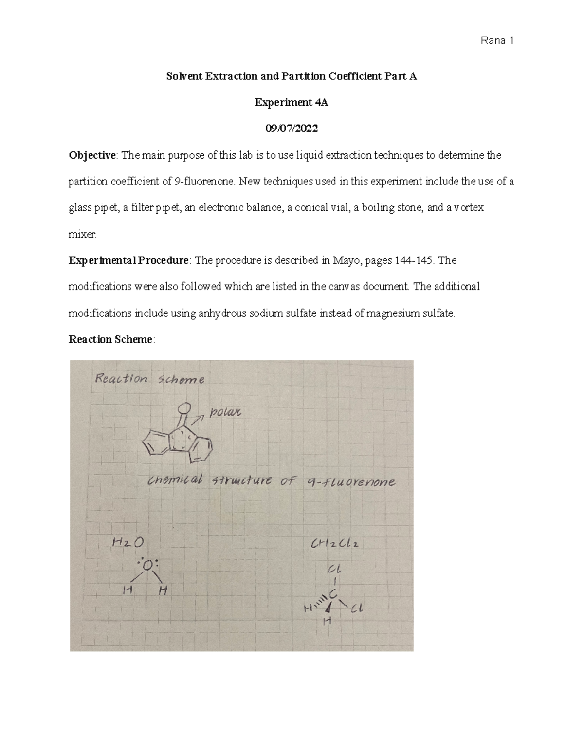 Lab Report 1: Solvent Extraction & Partition Coefficient (Exp 4A) - Studocu