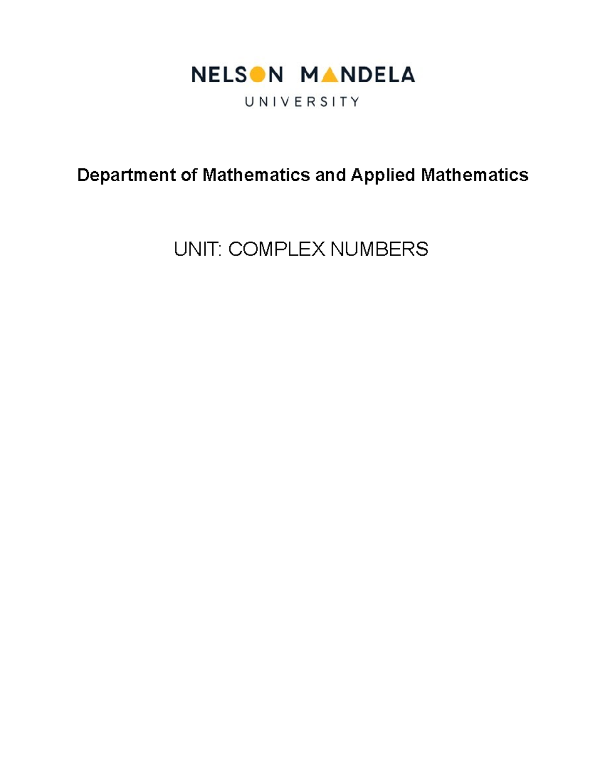 Chapter 1: Complex Numbers - MAT 101 Overview and Key Concepts - Studocu