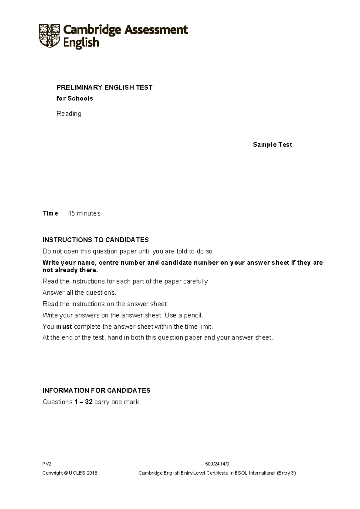 B1 Preliminary Schools 2020 sample tests Listening - script - Rubric ...