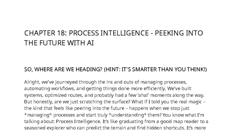 CHAPTER 18: PROCESS INTELLIGENCE & AI IN BUSINESS STREAMLINING - Studocu