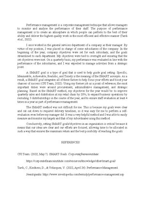 Performance Management - Study Notes & Assignments - Studocu