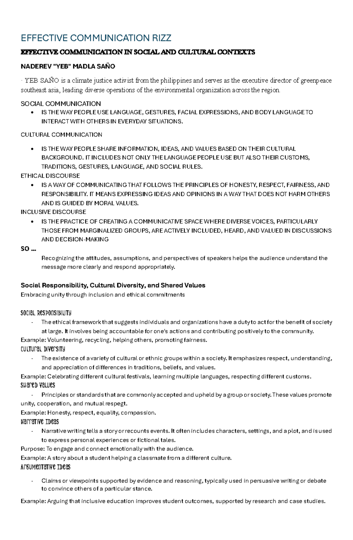 EFFECTIVE COMMUNICATION IN SOCIAL & CULTURAL CONTEXTS (EFF-COMM-RIZZ ...