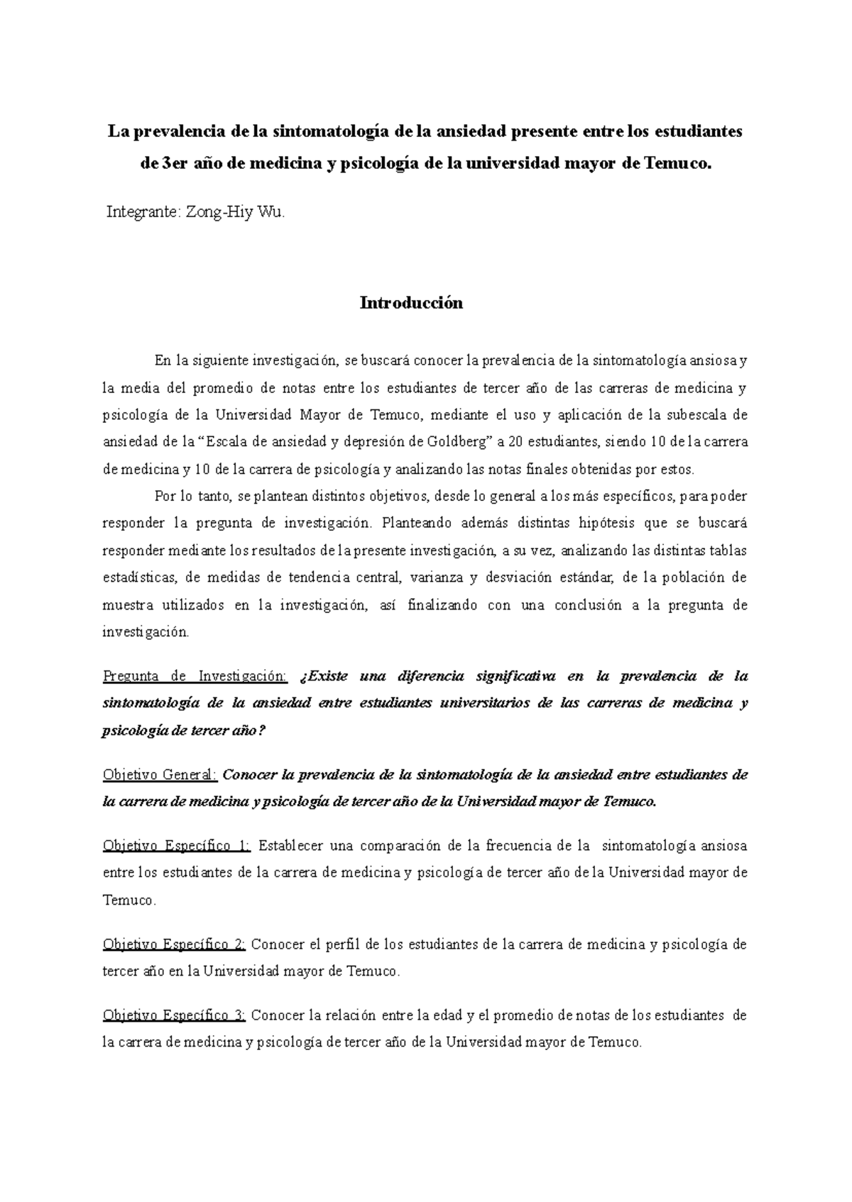 Estudio sobre la Ansiedad en Estudiantes de Medicina y Psicología - 3er ...