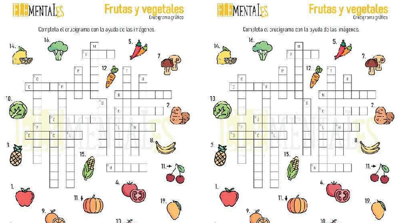 Crucigrama Gráfico: Frutas y Vegetales MENTAL 20251112 - Studocu