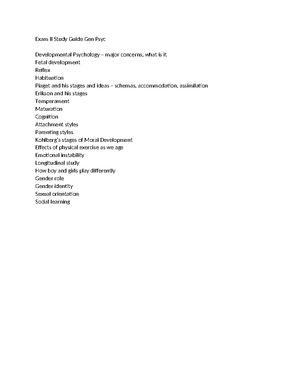 PSY 1012 Final Exam Review: Key Concepts in Psychology - PSY 1012 Final ...