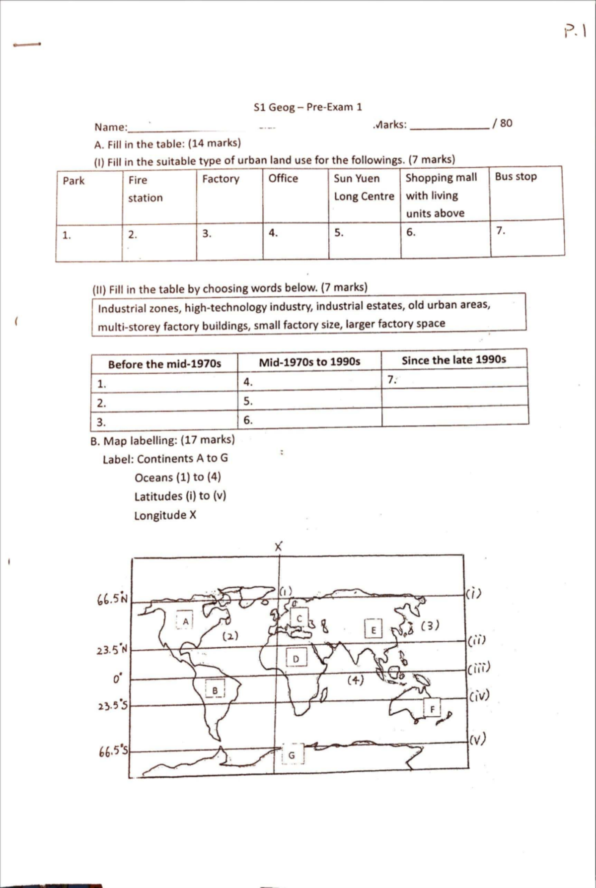 F1 Geog 1 Practice Exam: Urban Land Use & Map Skills - Studocu