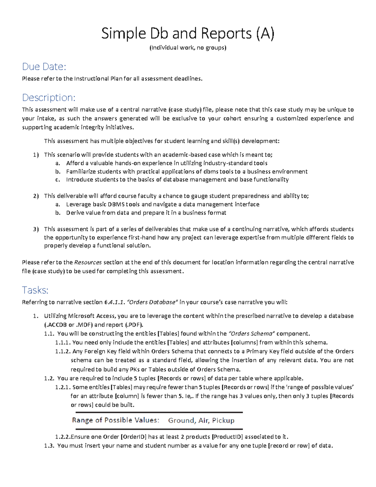 Assessment - Simple Db and Reports - 6.4.1.1. - Ver 1.2a - Individual ...