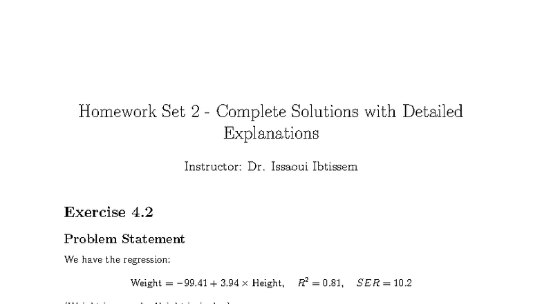 Tut 2: Complete Solutions & Explanations for Regression Analysis - Studocu