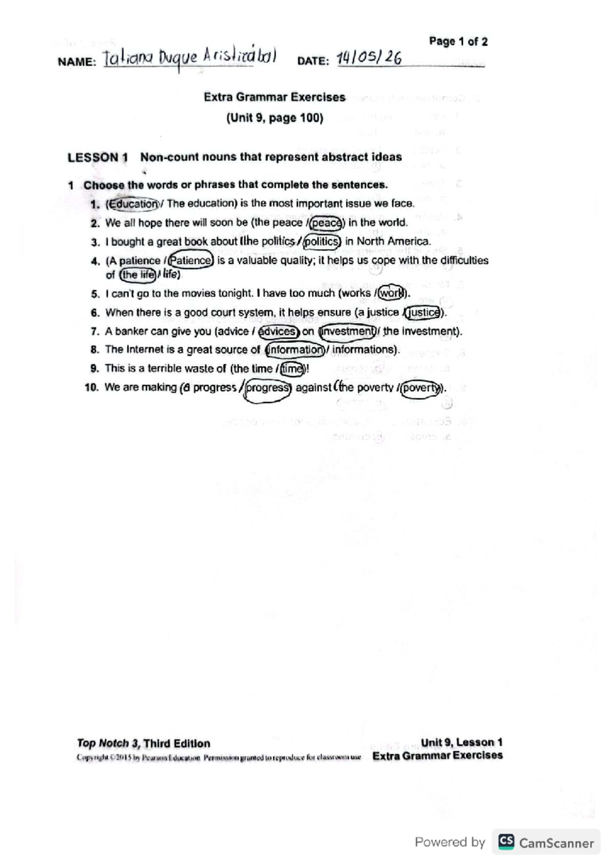 Top Notch 3, Unit 9 Extra Grammar Exercises - Studocu