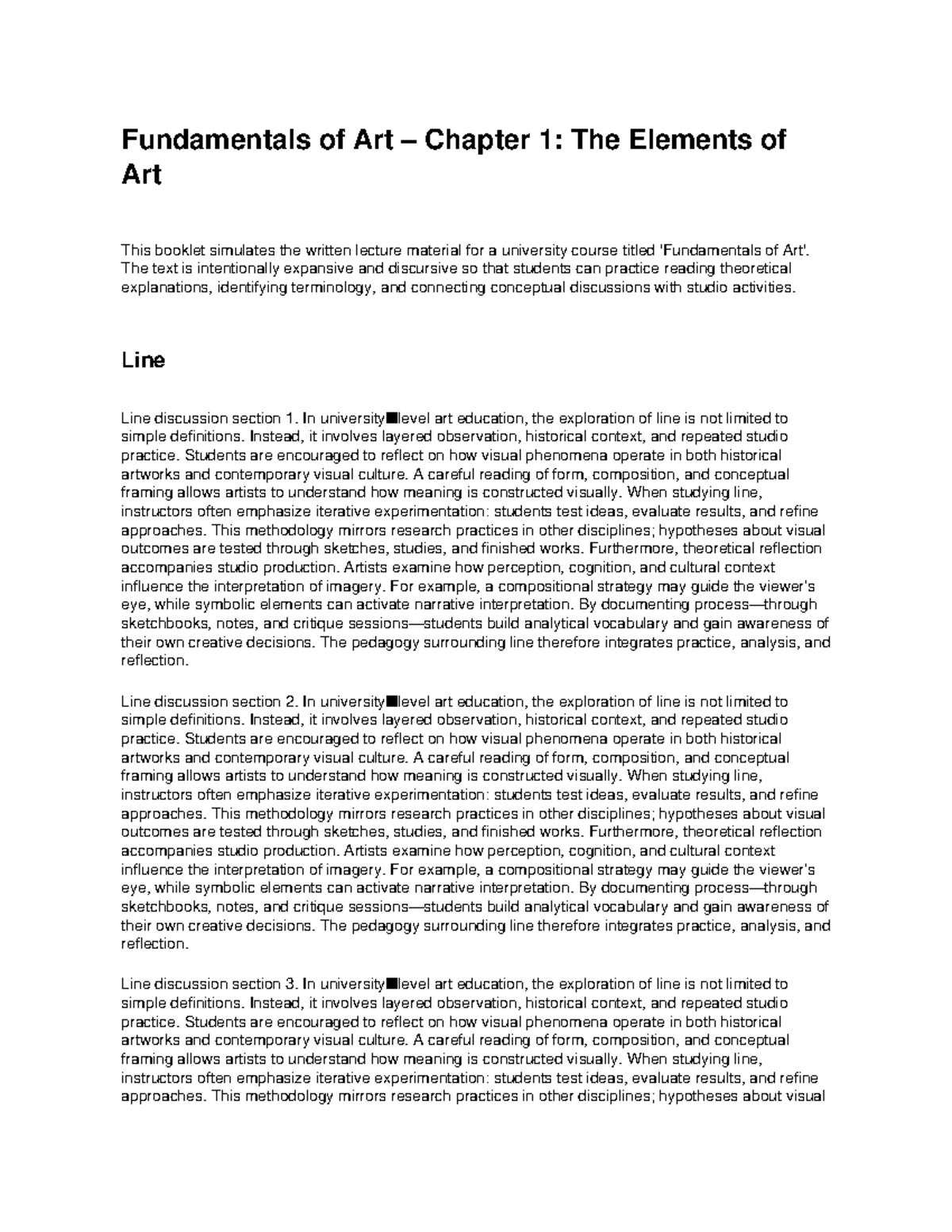 Fundamentals of Art: Chapter 1 - Exploring Elements of Art - Studocu