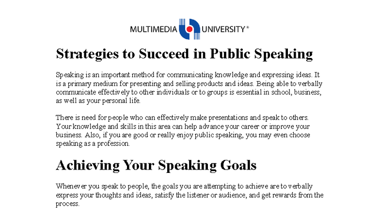 2c. Effective Strategies for Success in Public Speaking - Studocu