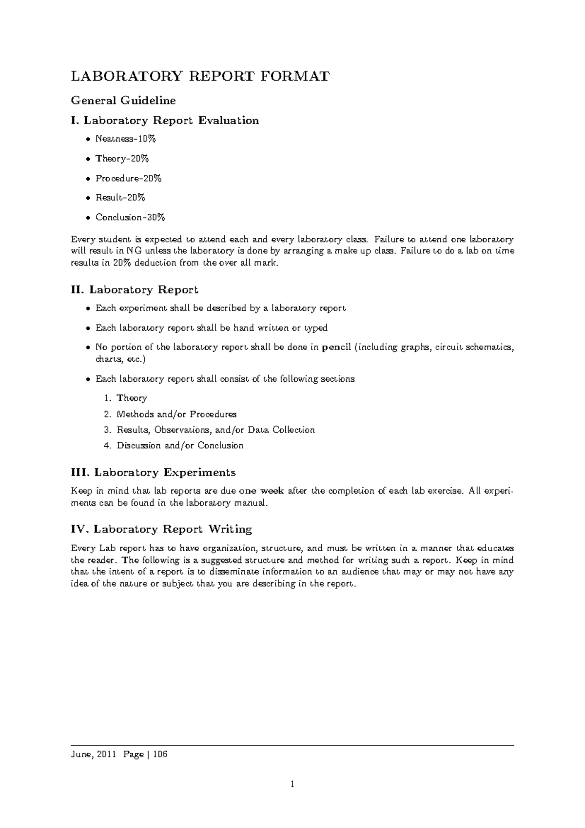 LAB REPORT FORMAT Guidelines for Writing and Evaluation - Studocu