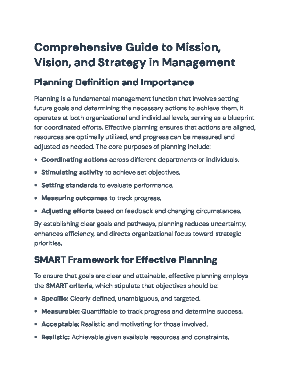Comprehensive Overview of Mission, Vision & Strategy in Mgmt Planning ...