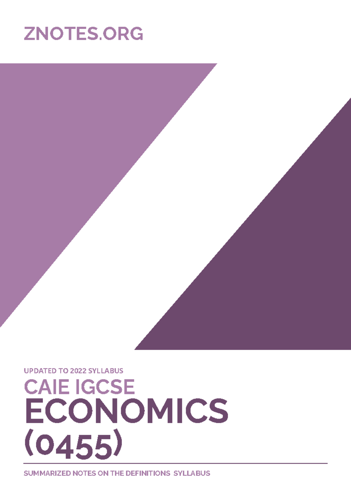 CAIE IGCSE Economics (0455) Definitions Summary for 2022 Syllabus - Studocu