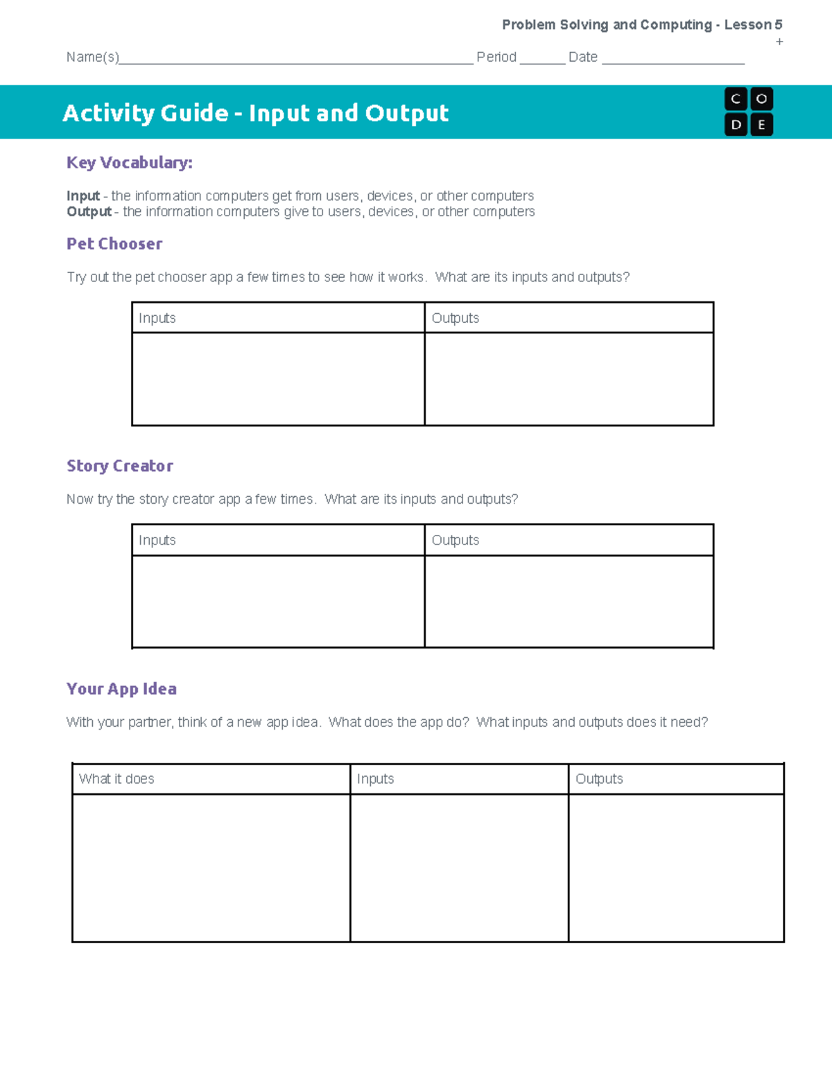 U1L05 - Activity Guide - Input Output - Problem Solving and Computing ...