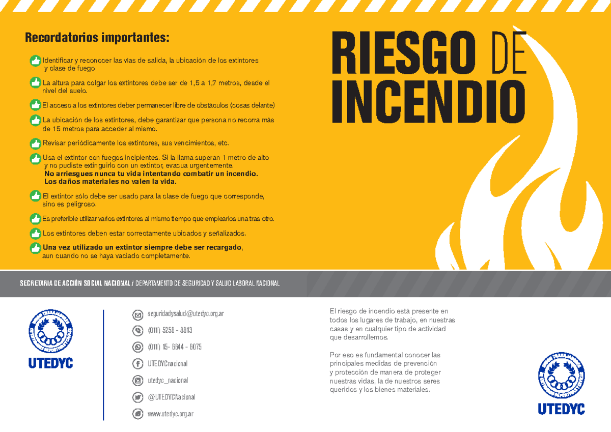 Folleto riesgo de incendio - El riesgo de incendio está presente en ...