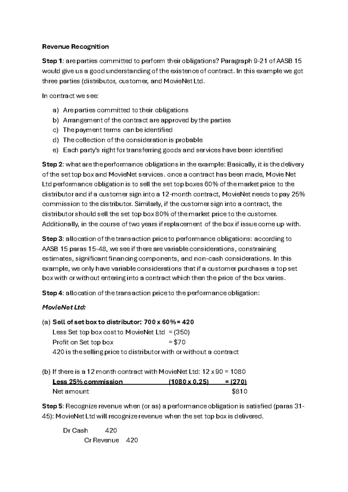 Topic 3 Assignment: Revenue Recognition AASB 15 Analysis - Studocu