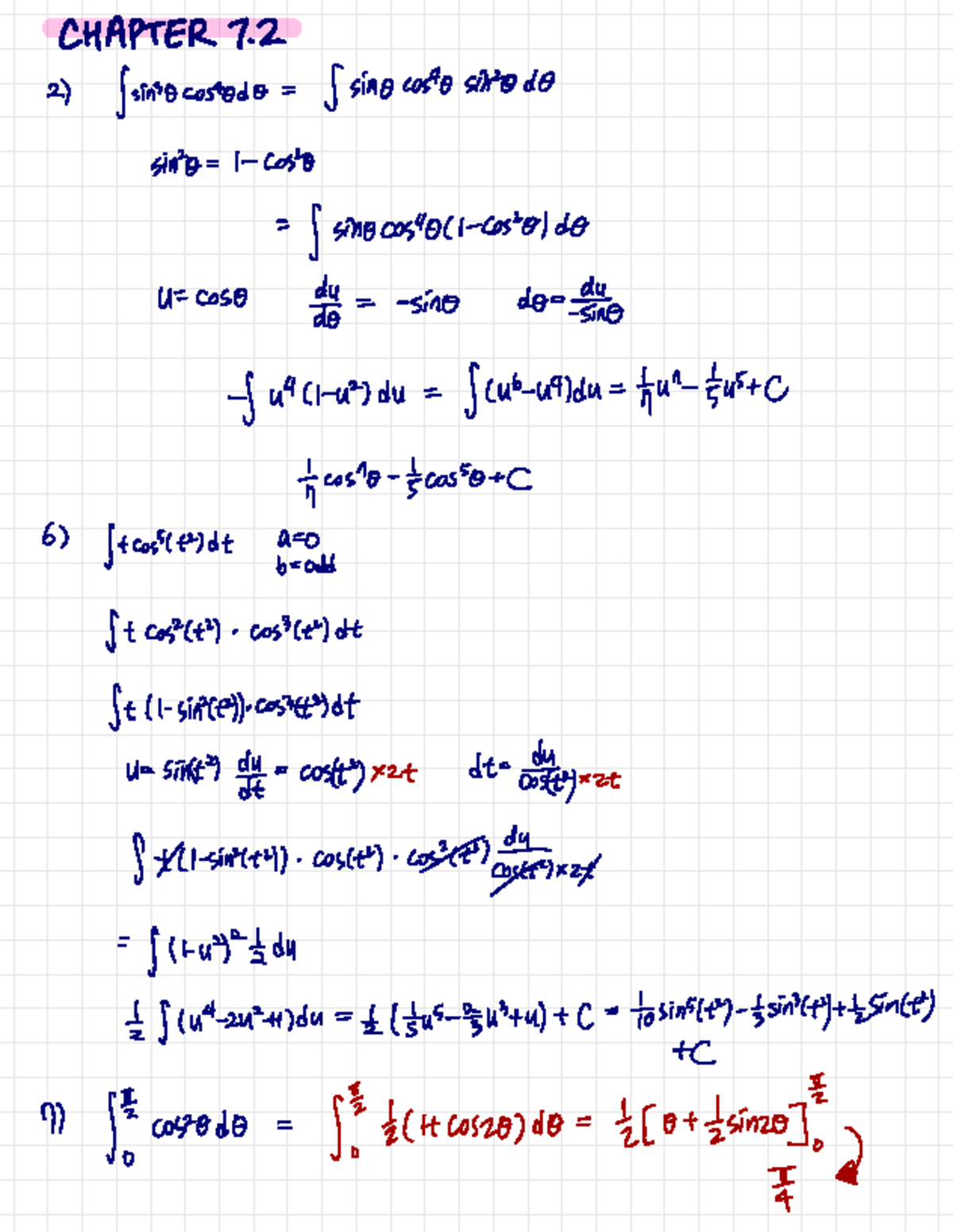 Math 52 Midterm Exam Review: Chapter 7 Integrals and Solutions - Studocu