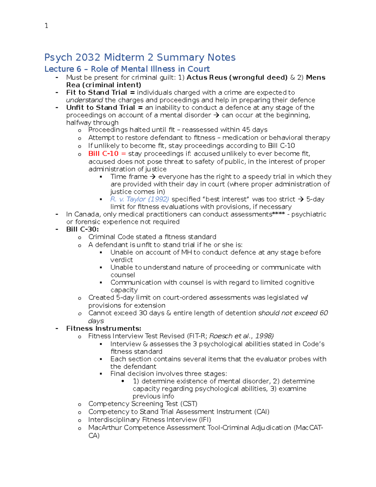 Midterm 2 Summary Notes - Psych 2032 Midterm 2 Summary Notes Lecture 6 ...