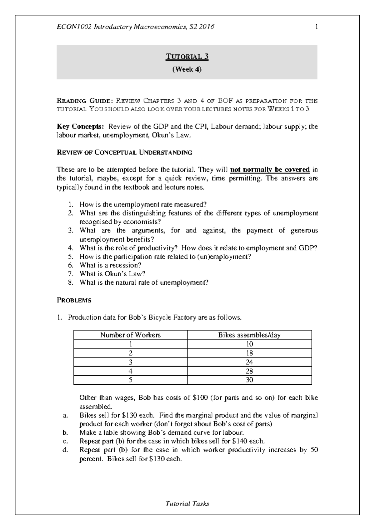 ECON1002 Tutorial 03 Answers: Key Concepts and Problem Solutions - Studocu