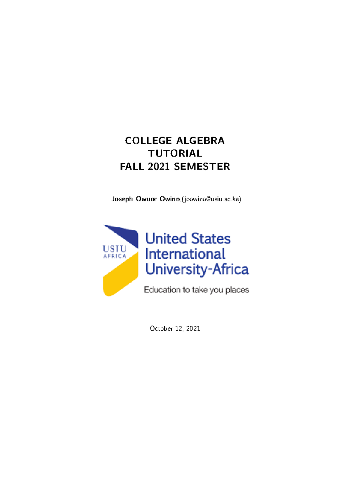MTH1109 College Algebra Tutorial - Fall 2021 Exam Preparation - Studocu