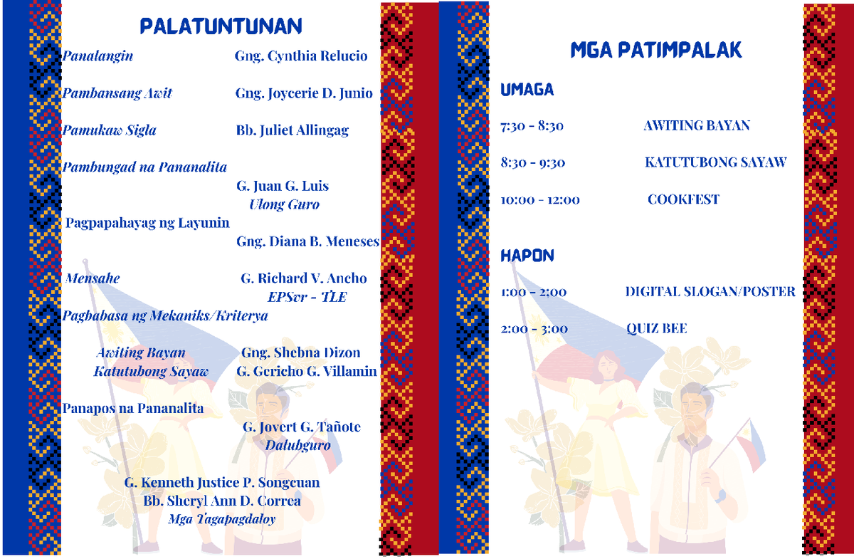 Buwan ng Wika - Program Invitation and Schedule of Activities - Studocu