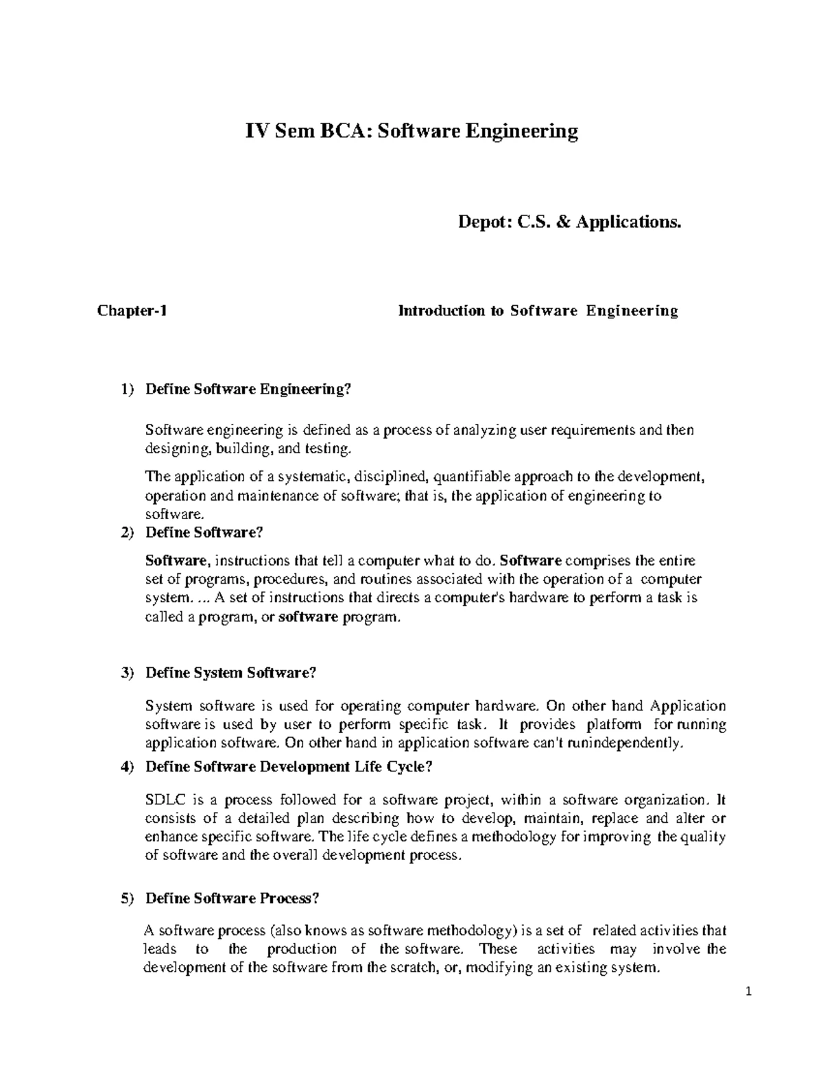 4th Sem Software Engineering 2022 - IV Sem BCA: Software Engineering ...