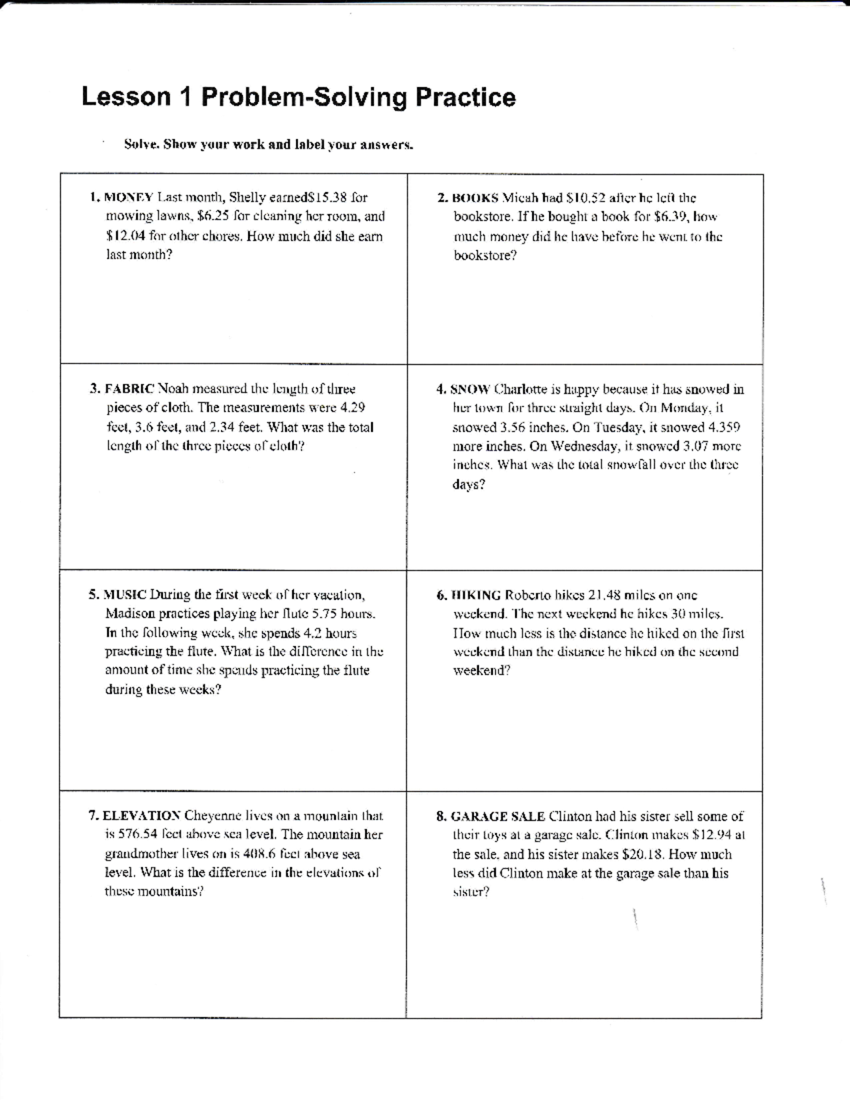 Lesson 1 Practice 2 - helps with your science career - Lesson 1 ...