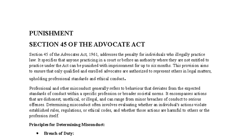 Punishment for Illegal Practice of Law: Section 45 of the Advocates Act ...