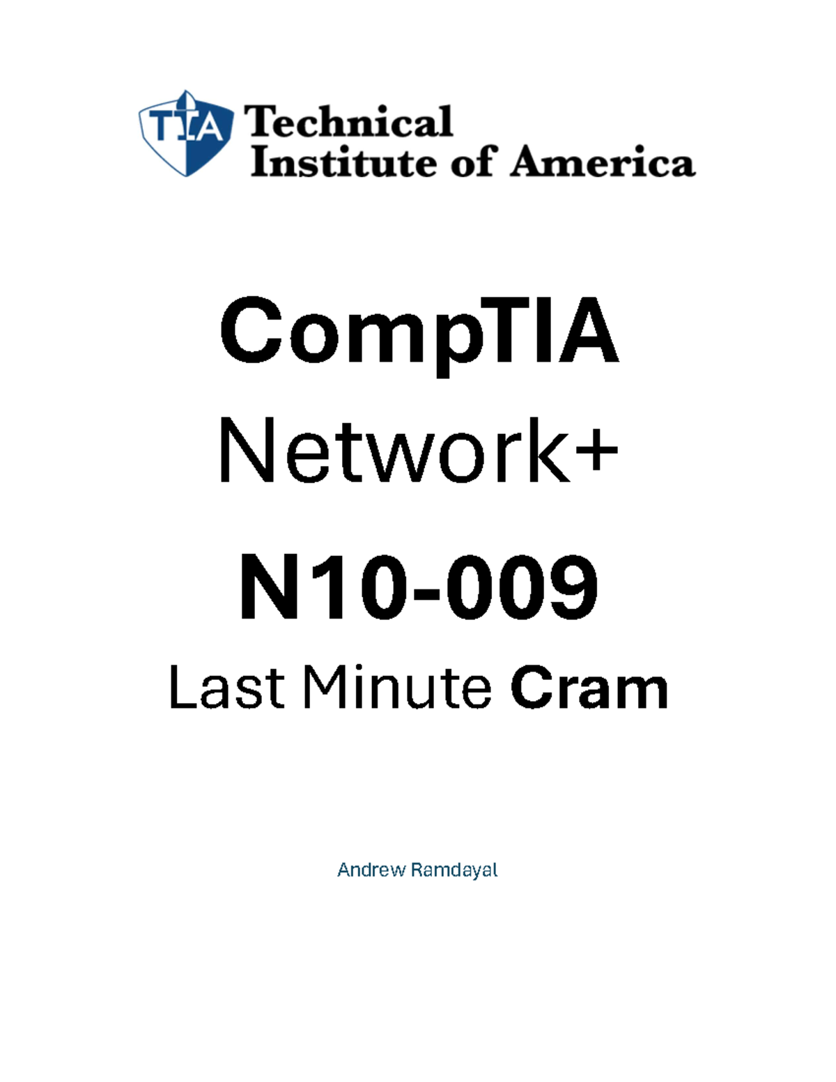 CompTIA Network+ N10-009 Last Minute Review by Andrew Ramdayal - Studocu