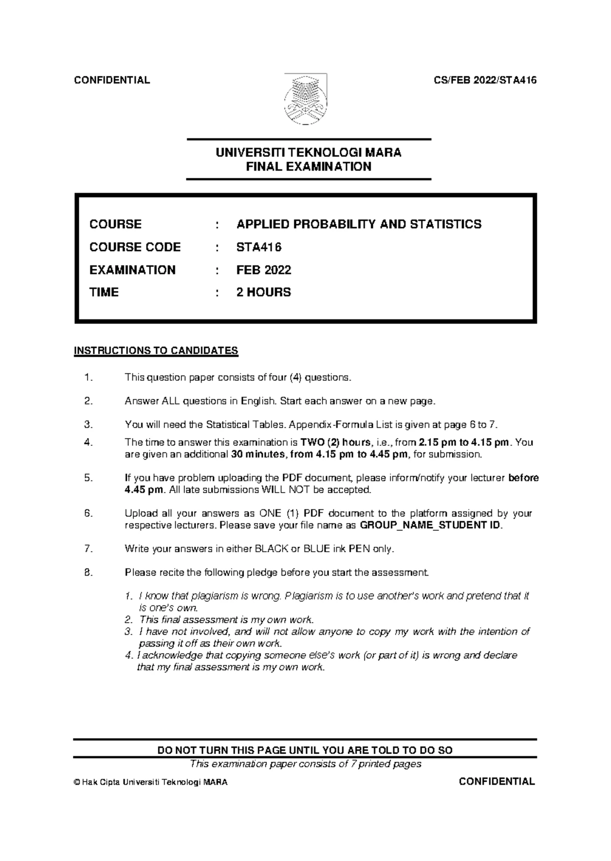 Mathematical Statistics I Final Exam Notes (STA466) - June 2019 - Studocu