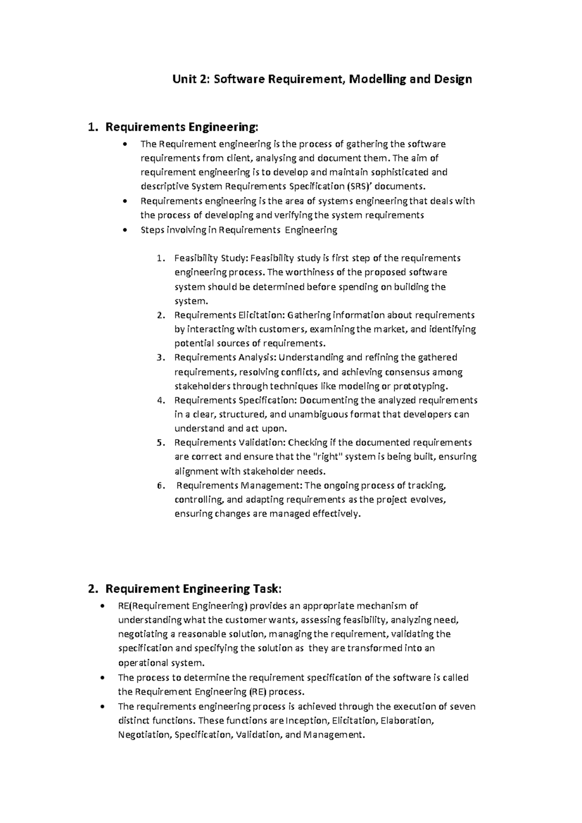 Unit 2: Software Requirements Engineering & Design (SET) - Studocu