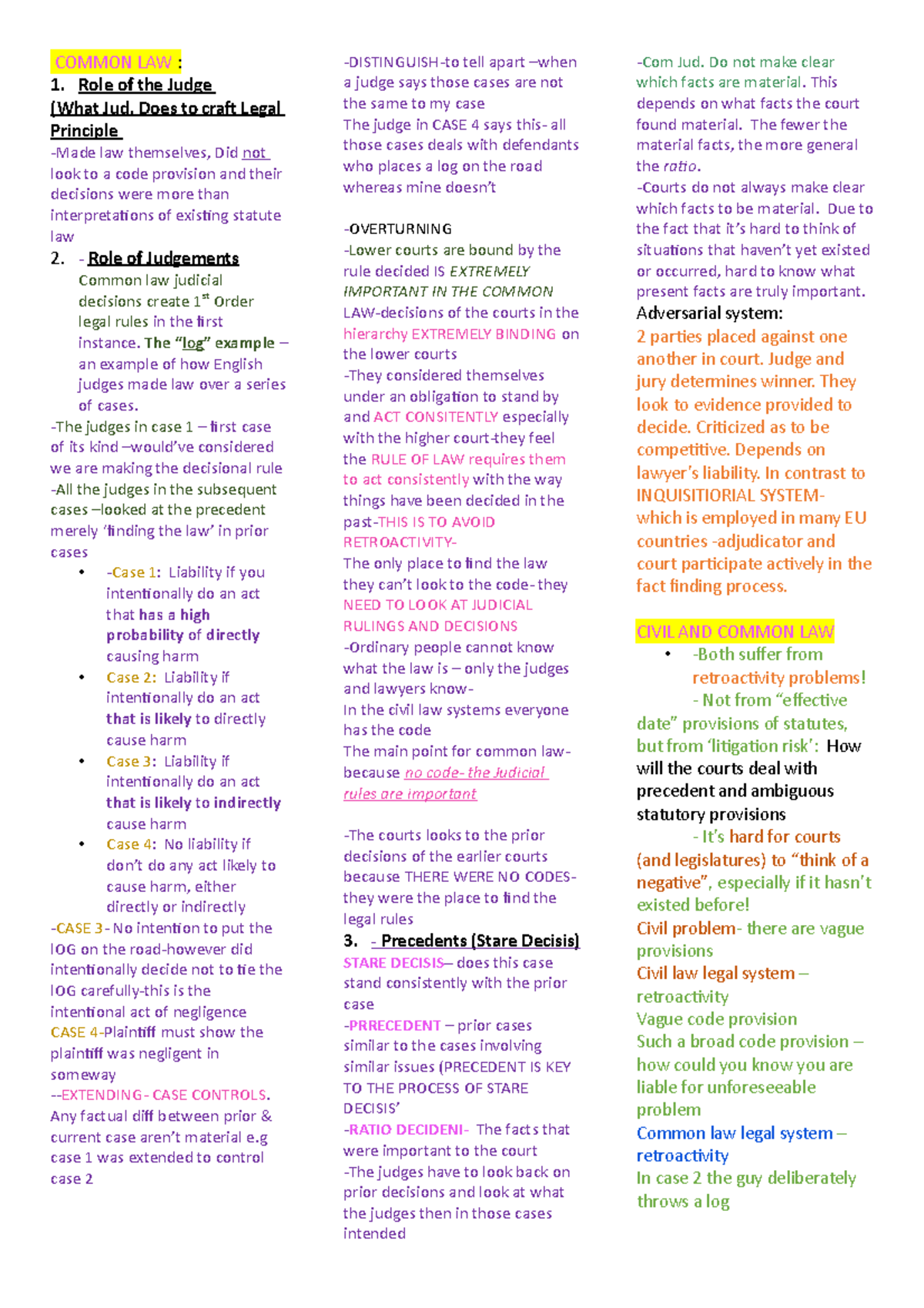 Legal Systems EXAM Notes: Common Law Concepts and NZ Constitution - Studocu