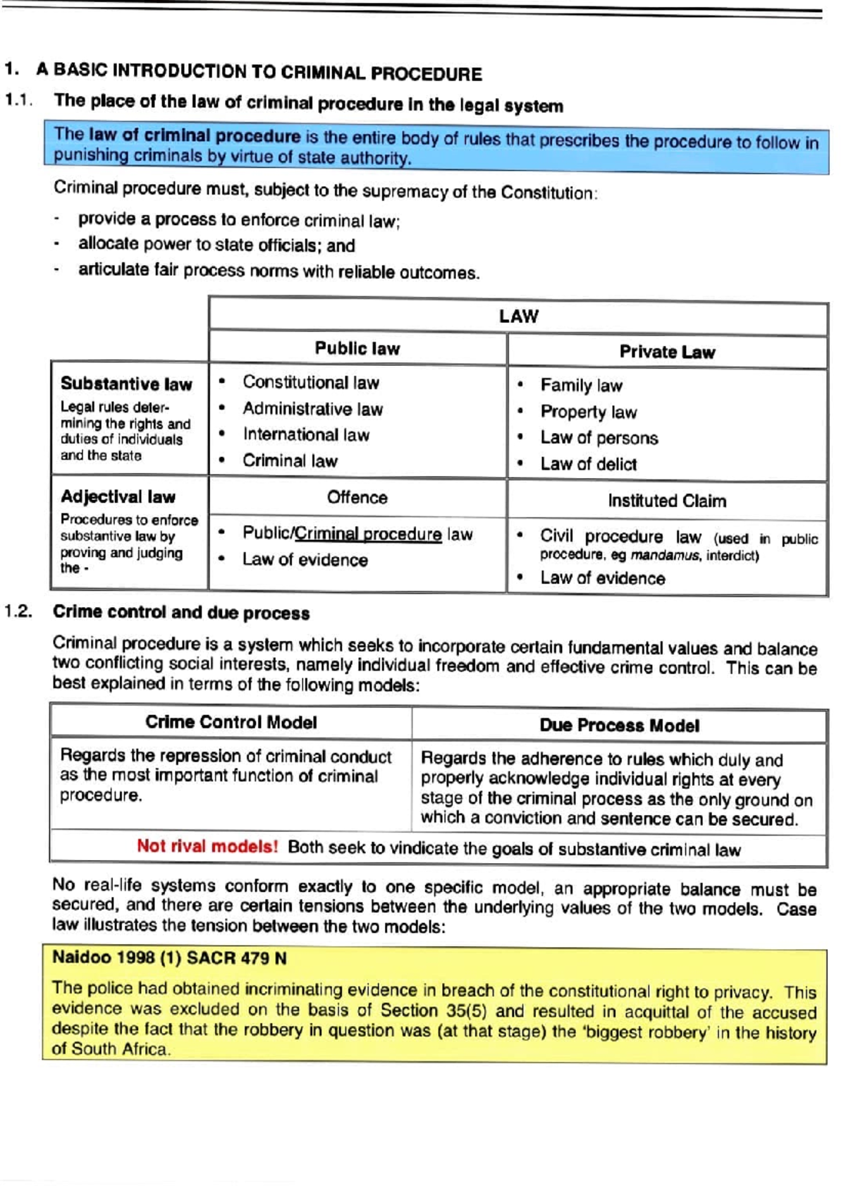 Criminal Procedure Notes 1: Key Concepts & Insights - Studocu