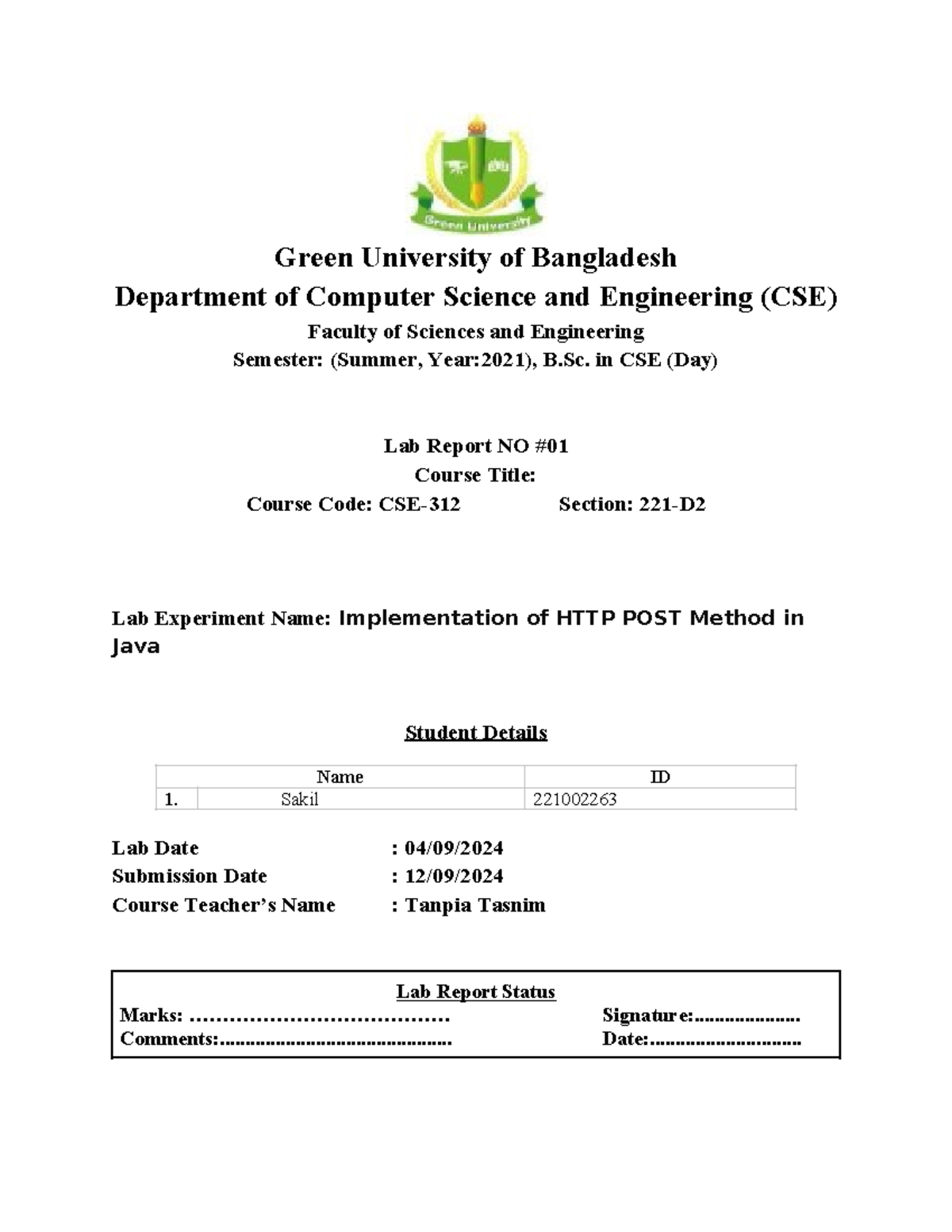 Lab-Report 1 19-09-24 - Implementation of HTTP POST Method in Java ...