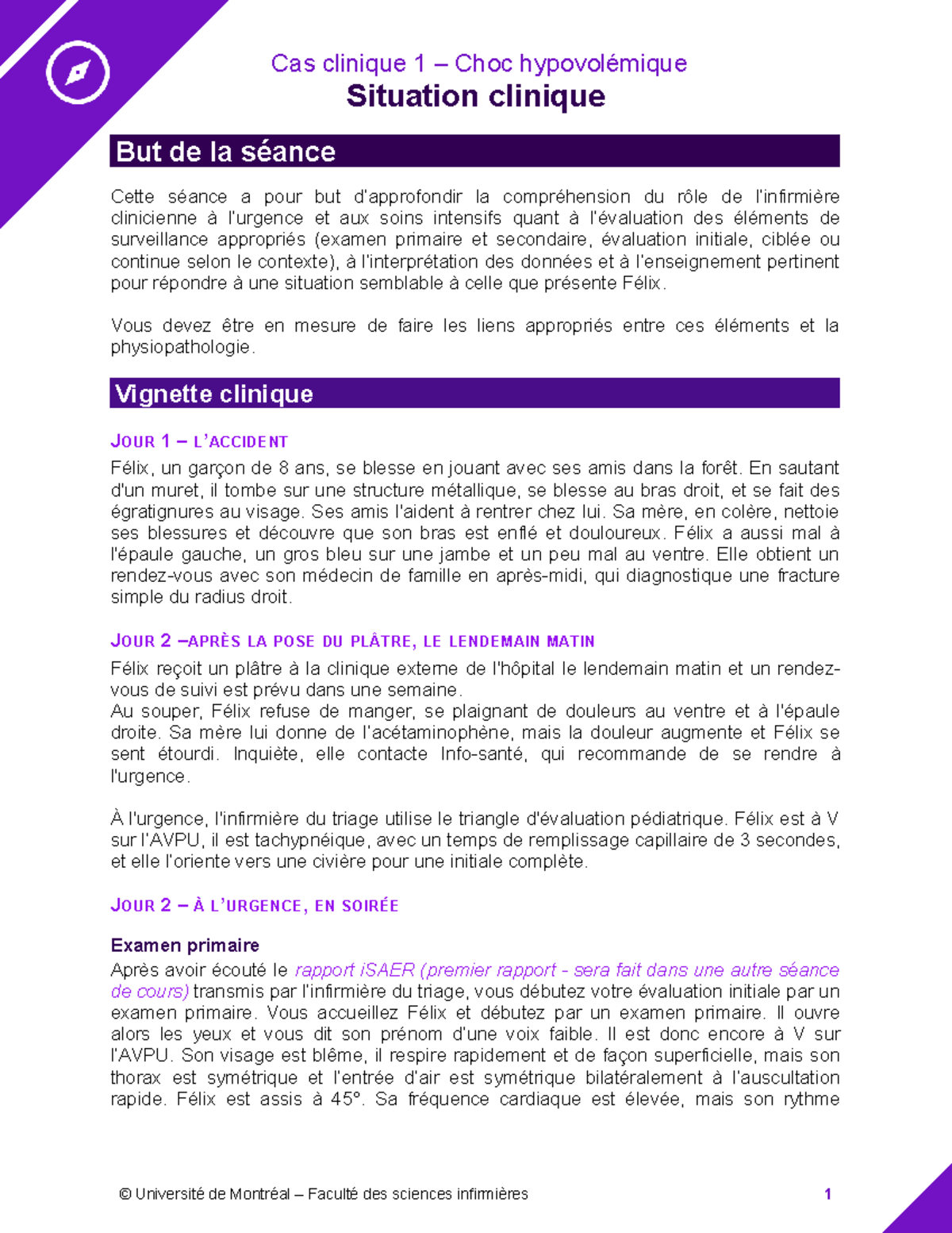 Cas clinique 1 : Choc hypovolémique chez Félix - Évaluation et ...