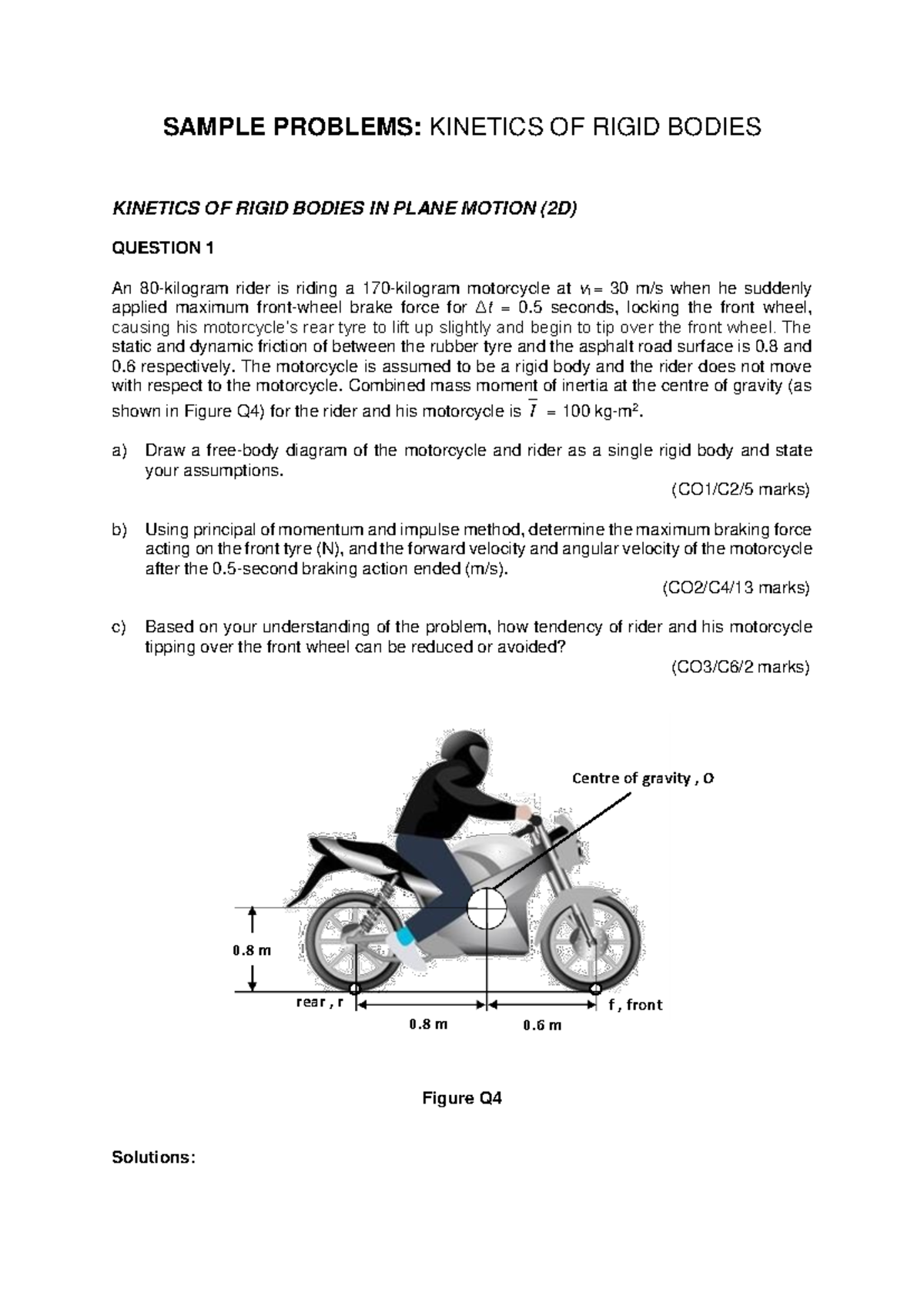 Sample Problems in Rigid Body Kinetics (Dynamics Course Code) - Studocu