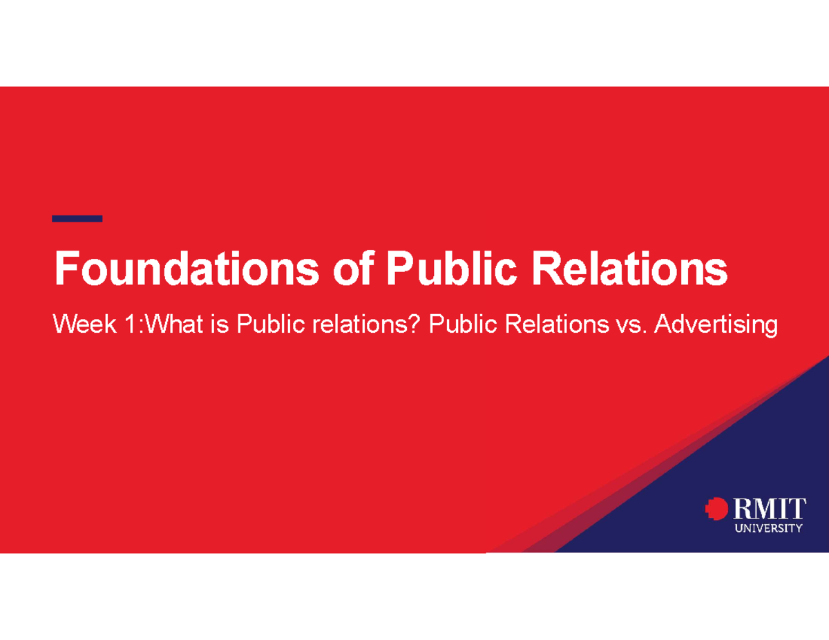 COMM2374 Week1 Introduction - — Foundations of Public Relations Week 1 ...