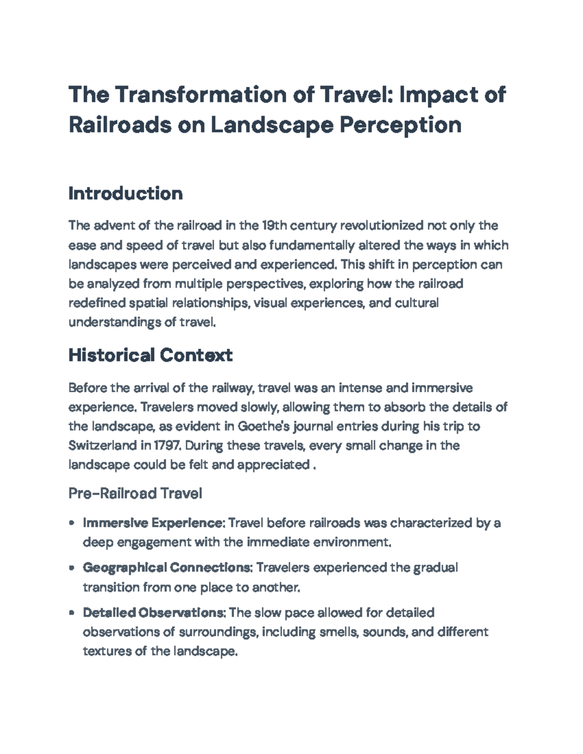 The Transformation of Travel: Impact of Railroads on Landscape ...