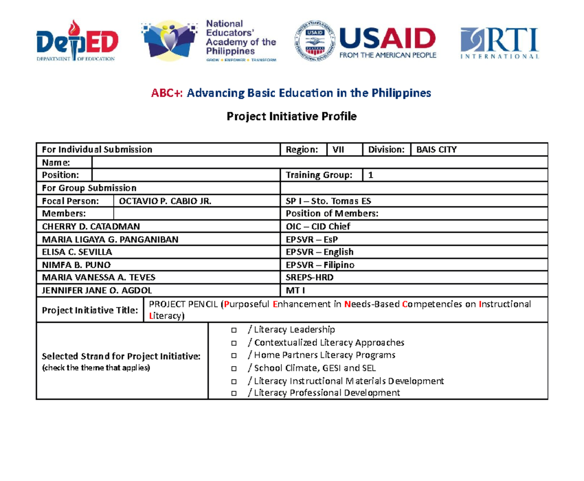 Project Initiative Profile for Litra: PIP - Enhancing Literacy Skills ...