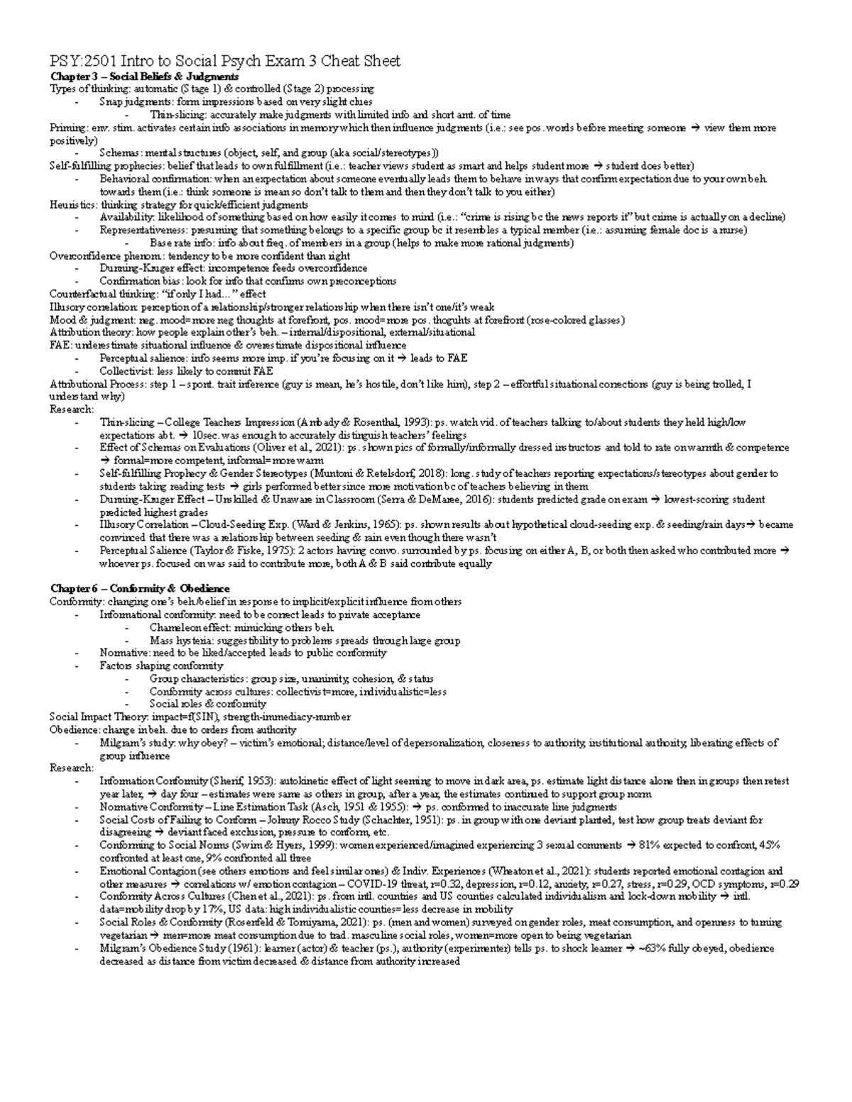 PSY2501 Exam 3 Study Guide: Social Psych Key Concepts & Research - Studocu