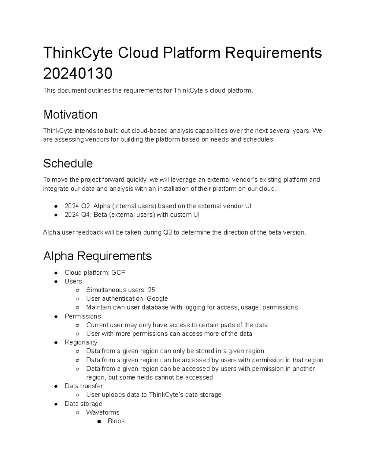 Think Cyte Cloud Platform Requirements 20240130 - ThinkCyte Cloud ...