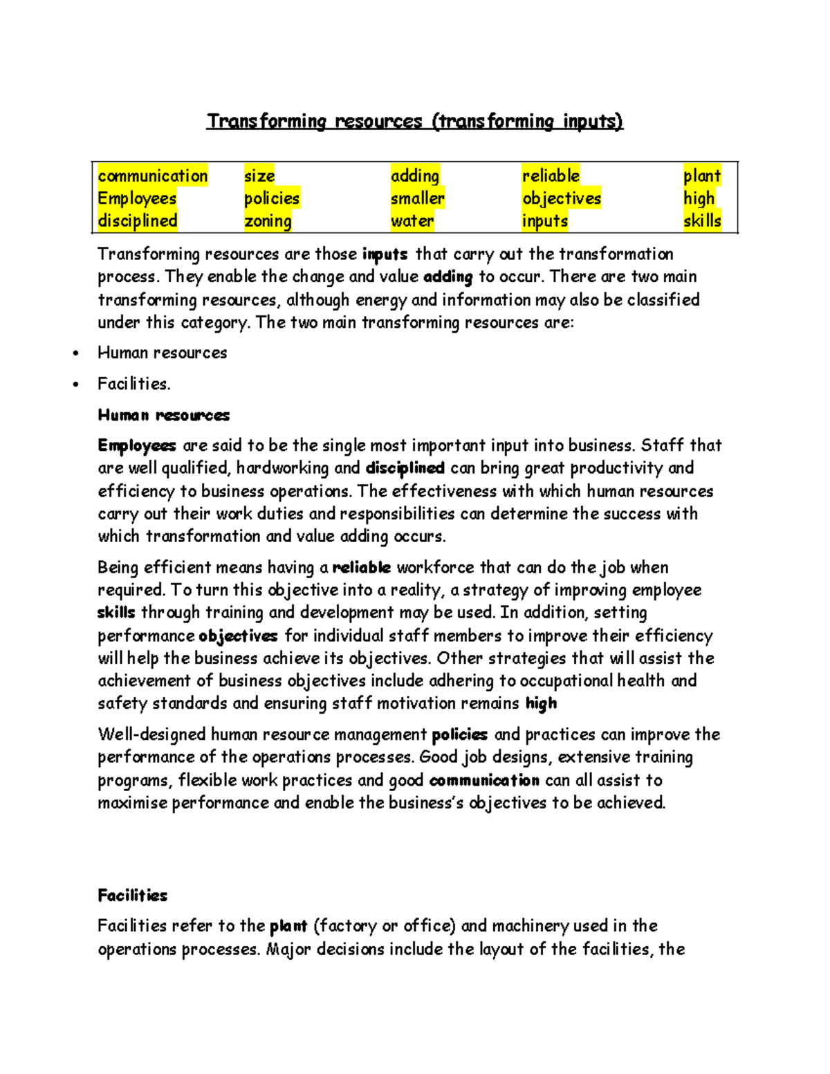 1.1 Transforming resources cloze passage - Transforming resources ...