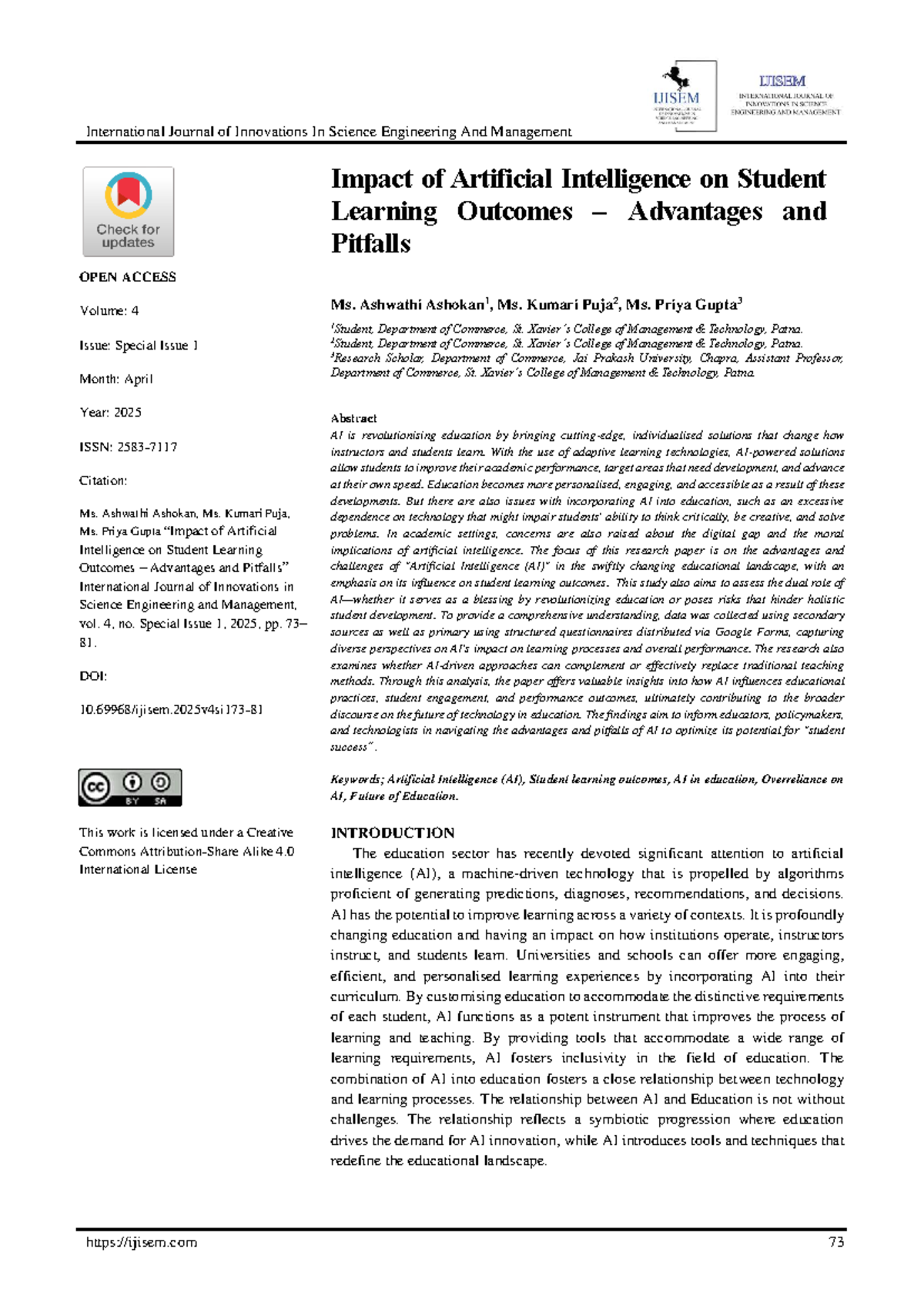 Impact of AI on Student Learning Outcomes: Advantages & Pitfalls ...